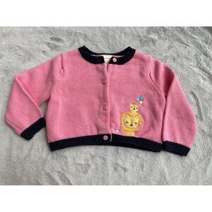 Gymboree Infant Cardigan Sweater Pink With Lion & Butterfly Design Size 12-18 Mo